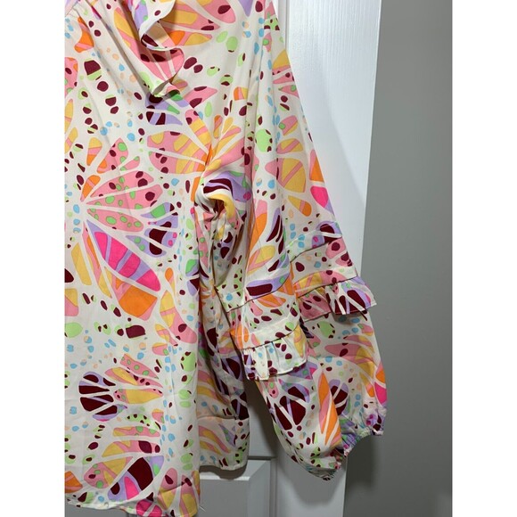 Oddi 1XL Multicolor Colorful Billow Ruffle Long Sleeve Blouse Bohemian Design - Picture 5 of 14